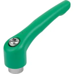 KIPP KLEMMHEBEL GR. 2 M06, ZINK GRÜN RAL6032 STRUKTURMATT, KOMP: EDELSTAHL BLANK