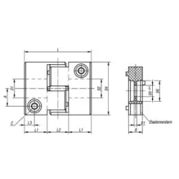Elastomer-Klauenkupplung, radiale Klemmnabe Gr. 2 L=22, D1+D2=3 Norelem