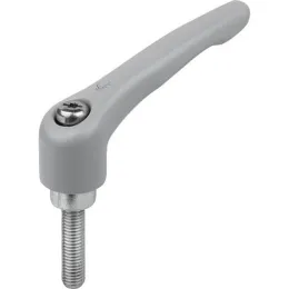 KIPP KLEMMHEBEL GR. 2 M06, ZINK GRAU RAL7040 STRUKTURMATT, KOMP: STAHL