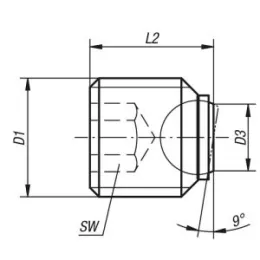 Kugeldruckschraube, kurze Ausführ., ohne Kopf, D1=M14, L2=16 Norelem