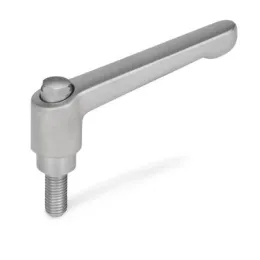 Ganter Verstellbare Edelstahl-Klemmhebel GN300.5-45, mit Schraube, matt gestrahlt, mit Außensechskant