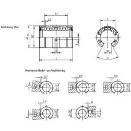 Norelem Linearkugellager offen D=16, mit Winkelfehlerausgleich
