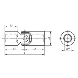 Norelem Wellengelenk einfach L=132 Stahl mit Gleitlagerung, D=32