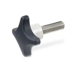 Ganter Kreuzgriffschrauben GN6335.5, Kunststoff, mit vorstehendem Edelstahl-Bund, Schraube Edelstahl