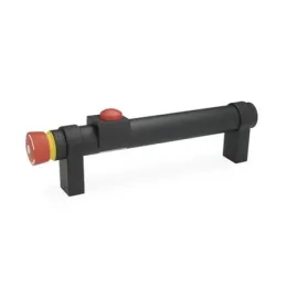 Ganter Rohrgriffe, gerade, Schwarz, 1 Taster + "Not-Aus" GN331