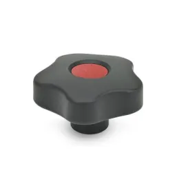 Ganter Sterngriffe GN5337.2, mit Abdeckkappe (Gewinde-Sackloch), rot, RAL 3000, matt