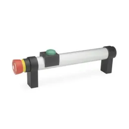 Ganter Rohrgriffe, gerade, eloxiert, 1 Taster + "Not-Aus" GN331