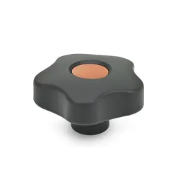 Ganter Sterngriffe GN5337.2, mit Abdeckkappe (Gewinde-Sackloch), orange, RAL 2004, matt