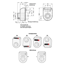 Ganter Stellungsanzeiger, Hohlwelle Edelstahl, digitale Anzeige, mechanisches Zählwerk GN953 AN-L-SG
