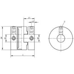 Kreuzschieberkupplung mit Klemmung, Gewindestift Gr. 16 L=18, D1+D2=4 Norelem