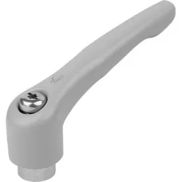 KLEMMHEBEL GR.4 M12, ZINK GRAU RAL7040 STRUKTURMATT, KOMP:EDELSTAHL BLANK KIPP