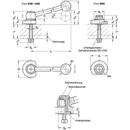 Ganter Spannriegel, Stahl, Spannung nach oben, Schraube von der Rückseite GN918.1 KVB-R