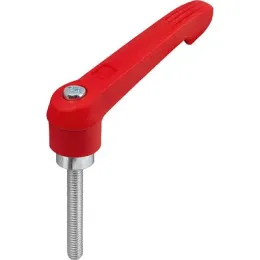 KLEMMHEBEL GR.5 M12X80, KUNSTSTOFF ROT RAL3020, KOMP:STAHL BLAU-PASSIVIERT KIPP