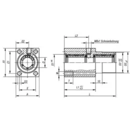 Lineargehäuseeinheit mit Flansch, D=25, Aluminium, Tandem Norelem