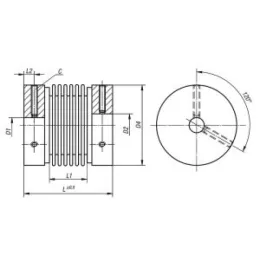 Metallbalgkupplung Klemmung mit Gewindestift Gr. 0,4 L=26 Aluminium Norelem