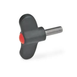 Ganter Flügelschrauben, Edelstahl GN633.1, rot, RAL 3000, matt