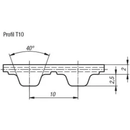 Zahnriemen Profil T10 L=1000 Polyurethan, B=16 Norelem