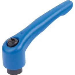 KLEMMHEBEL GR.5 M16, ZINK BLAU RAL5017 STRUKTURMATT, KOMP:STAHL BRÜNIERT KIPP
