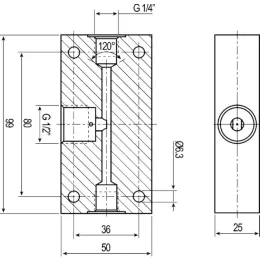 3-Wege Manometerblock, G 1/4", 2000 bar Cejn