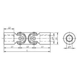 Norelem Wellengelenk doppelt L=104 Stahl mit Gleitlagerung, D=16