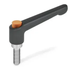 Ganter Klemmhebel, Edelst., Griff Schwarz, Knopf Orange GN303.1-30