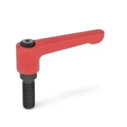 Ganter Verstellbare Klemmhebel, gerade, Rot-Strukturmatt GN302-45