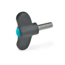 Ganter Flügelschrauben, Edelstahl GN633.1, blau, RAL 5024, matt