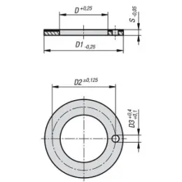 Anlaufscheibe, D=16 D1=30 Stahl Komp: PTFE, S=1,5 Norelem