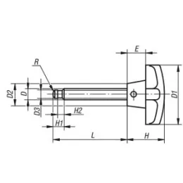 Kreuzgriff Grauguss mit Gewindespindel, M6x20 Norelem