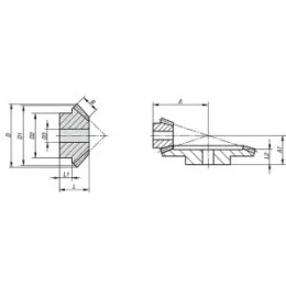 Kegelrad Modul 1,5 Übersetzung 1:3 gerade verzahnt Z=45 Stahl Norelem