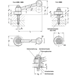 Ganter Spiralexzenter, Stahl, Spannung radial, Schraube von der Bedienseite GN918 SKS-L