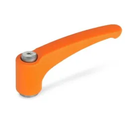 Ganter Verstellbare Klemmhebel, Edelstahl GN602.1, Buchse Edelstahl, orange, RAL 2004, strukturmatt