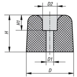 Gummipuffer Typ TP Türpuffer H=15 Elastischer Naturkautschuk, D1=4, D=26 Norelem