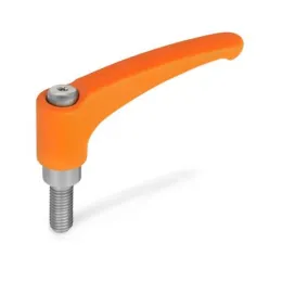 Ganter Verstellbare Klemmhebel, Edelstahl GN602.1-78, Schraube Edelstahl, orange, RAL 2004, strukturmatt