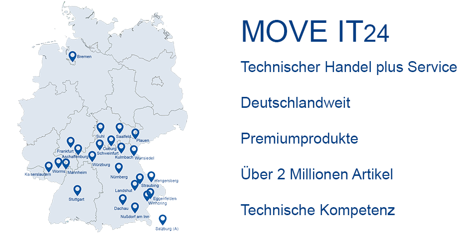 Deutschlandkarte mit Standorten der MOVE IT24 Partner